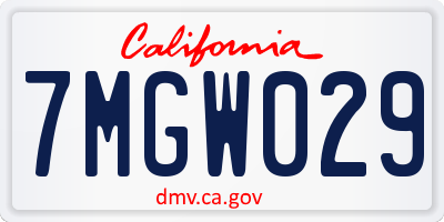 CA license plate 7MGW029