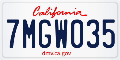 CA license plate 7MGW035