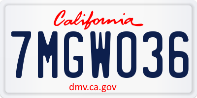 CA license plate 7MGW036