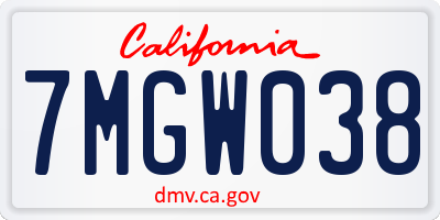 CA license plate 7MGW038