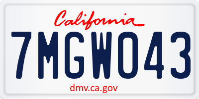 CA license plate 7MGW043