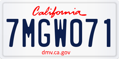 CA license plate 7MGW071