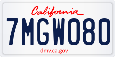 CA license plate 7MGW080