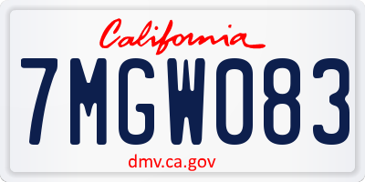 CA license plate 7MGW083