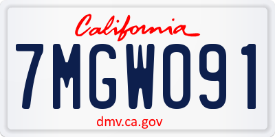 CA license plate 7MGW091
