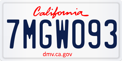 CA license plate 7MGW093