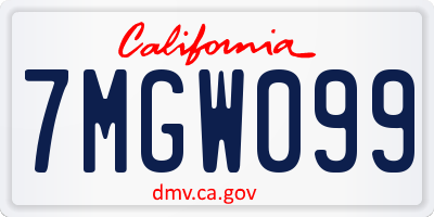 CA license plate 7MGW099