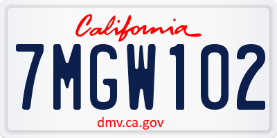 CA license plate 7MGW102