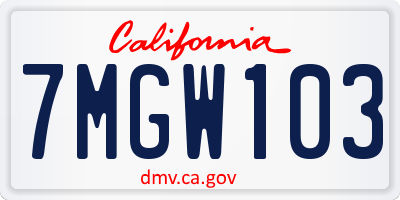 CA license plate 7MGW103