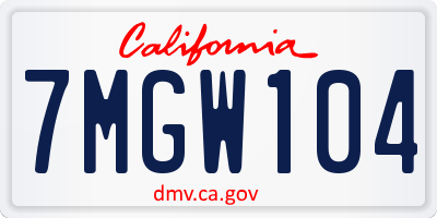 CA license plate 7MGW104