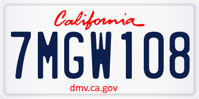 CA license plate 7MGW108