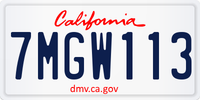 CA license plate 7MGW113