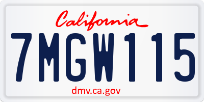 CA license plate 7MGW115