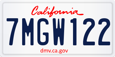 CA license plate 7MGW122