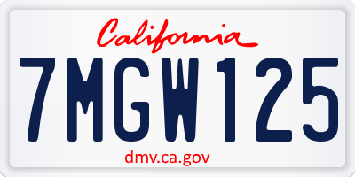 CA license plate 7MGW125