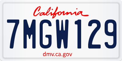 CA license plate 7MGW129