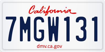 CA license plate 7MGW131