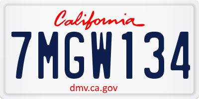 CA license plate 7MGW134