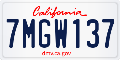 CA license plate 7MGW137