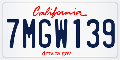 CA license plate 7MGW139