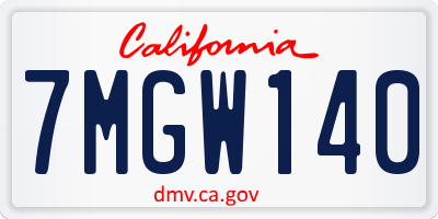 CA license plate 7MGW140