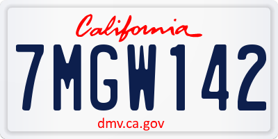 CA license plate 7MGW142