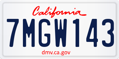 CA license plate 7MGW143