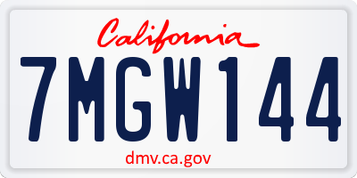 CA license plate 7MGW144