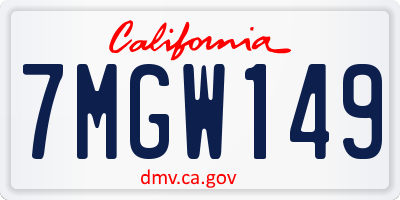 CA license plate 7MGW149