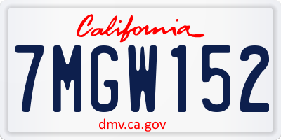 CA license plate 7MGW152