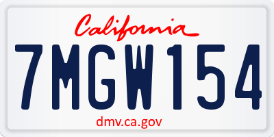 CA license plate 7MGW154