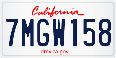 CA license plate 7MGW158
