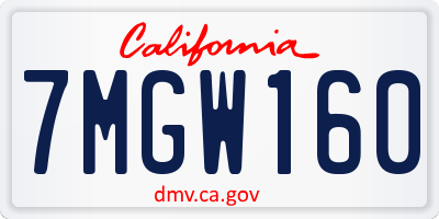 CA license plate 7MGW160