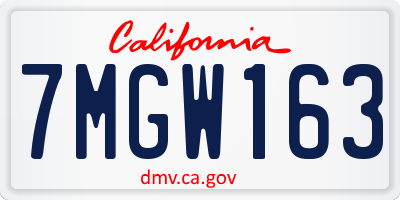 CA license plate 7MGW163