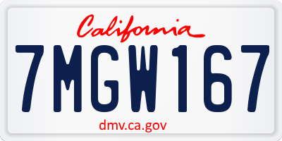 CA license plate 7MGW167