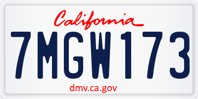 CA license plate 7MGW173