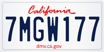 CA license plate 7MGW177