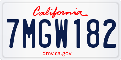CA license plate 7MGW182