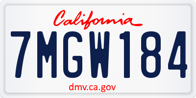 CA license plate 7MGW184