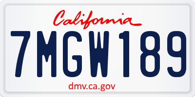 CA license plate 7MGW189