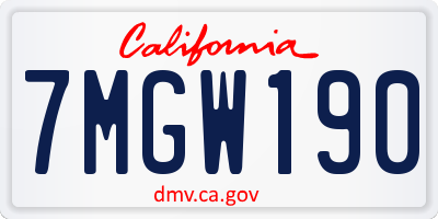 CA license plate 7MGW190