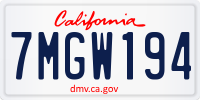 CA license plate 7MGW194