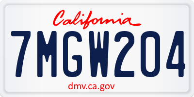 CA license plate 7MGW204