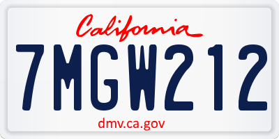 CA license plate 7MGW212