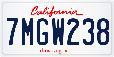 CA license plate 7MGW238