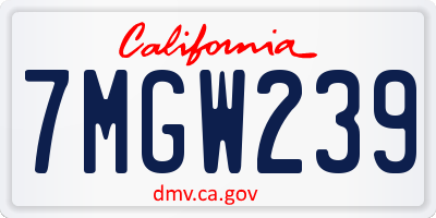 CA license plate 7MGW239