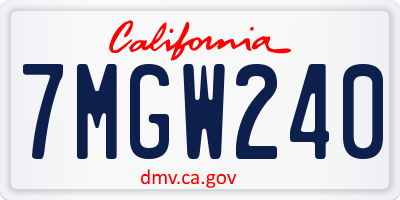 CA license plate 7MGW240