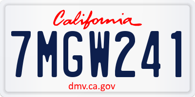 CA license plate 7MGW241