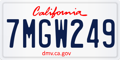 CA license plate 7MGW249