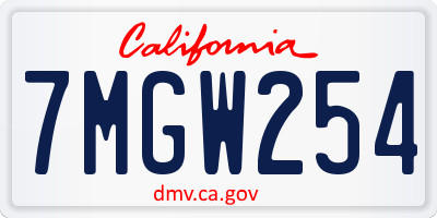 CA license plate 7MGW254